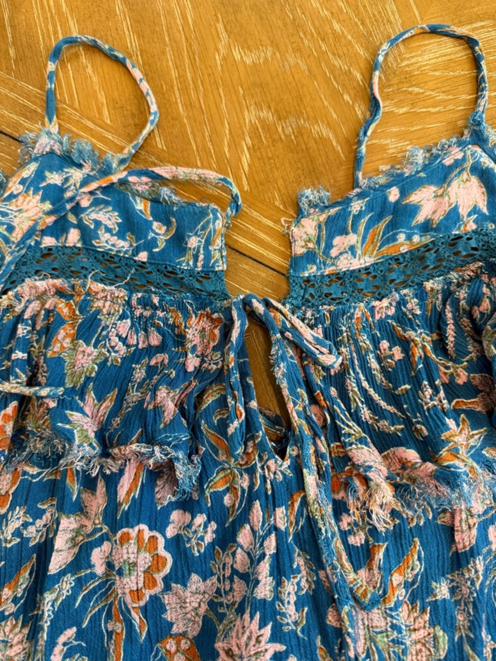 Free People Take Me With You Ruffle Mini Dress in Blue Fruit Punch Combo - Picture 5 of 9